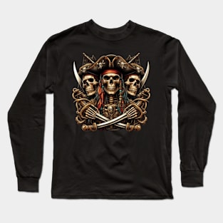 Skeleton Pirates Tee: Sailing the Seas of the Afterlife Long Sleeve T-Shirt